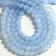 Natural 4/6/8/10/12mm Light Blue Jade Chalcedony Round Gemstone Loose Beads 15''