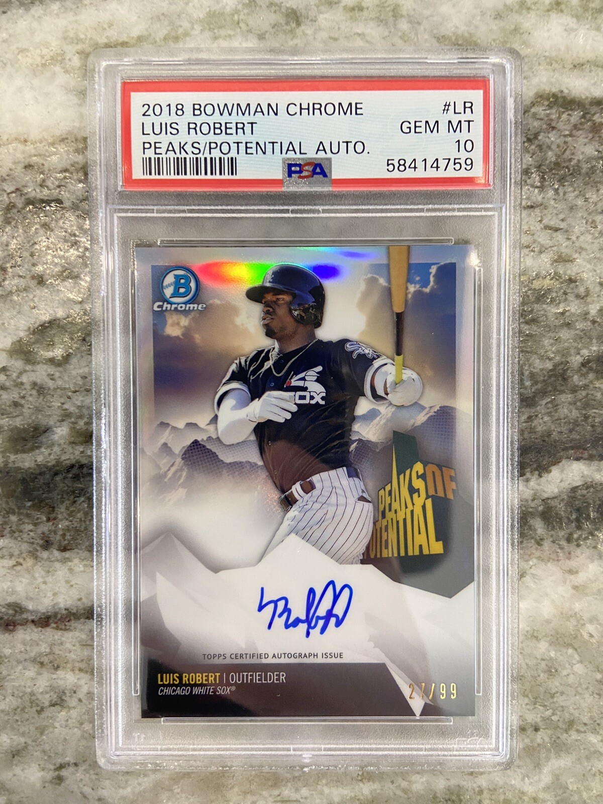 2018 Bowman Chrome Luis Robert Rookie Peaks of Potential Auto /99 PSA 10