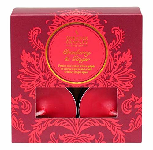 Чайные свечи с ароматом клюквы и имбиря, красные, 8 x 3,8 x 8 см