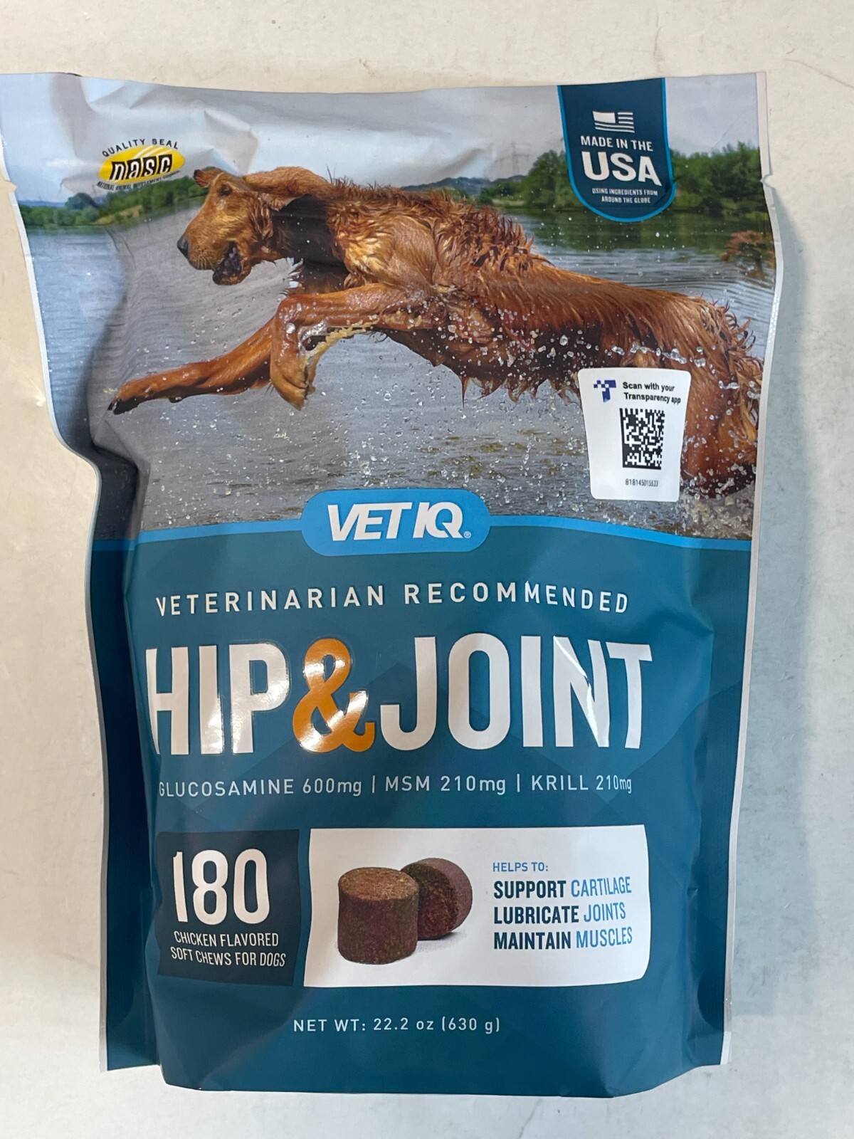 VetIQ Maximum Strength Hip and Joint Chews Supplement for Dogs {180 ct