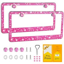 Sparkly Rhinestone License Plate Frame 2 Pack Premium Stainless Steel Covers Sparkly Rhinestone License Plate Frame 2 Pack Premium Stainless Steel Covers