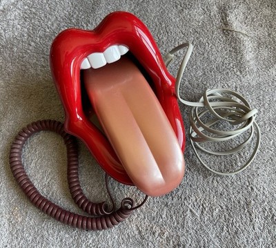 Zungentelefon Lippen Mund schnurgebunden voll funktionsfähig Vintage 1990er Telefon Mick Jagger