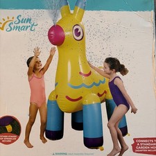 Giant 7 Foot Tall Inflatable Llamacorn Llama Rainbow Pool Party Summer Sprinkler