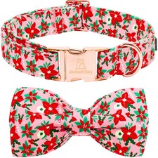 Dog Bow Collar Christmas Flower Pink Adjustable Soft Bowtie Girl Pet Cute Gift