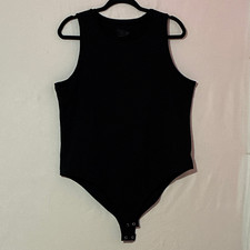 Women s Black High Neck Sleeveless One-Piece Bodysuit S Snap Crotch