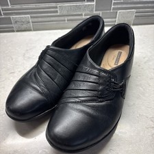 Clarks Women's Black Cushion Slip-On Loafers Shoes Size 8M