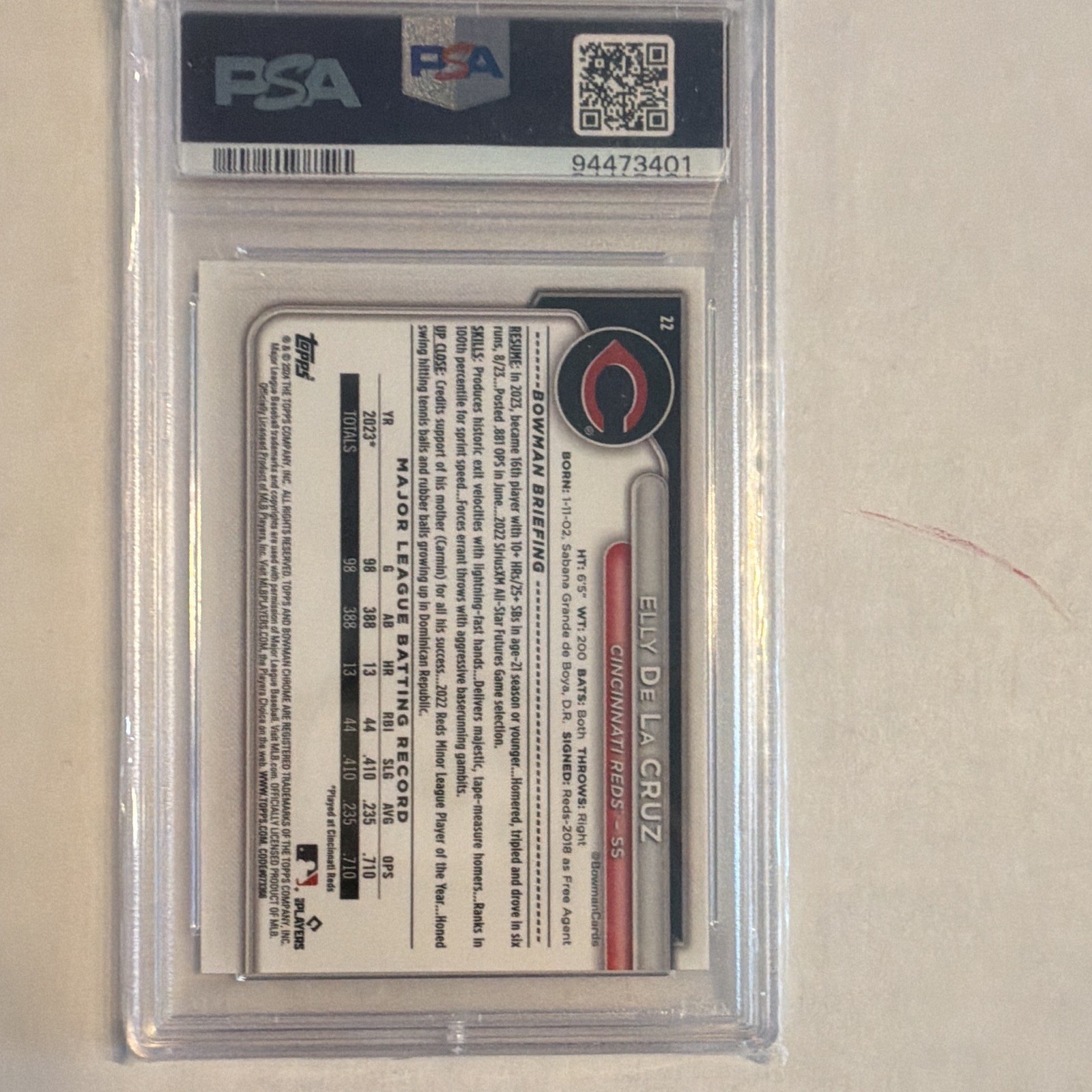 Topps 2024 Bowman Mega Box Chrome Elly De La Cruz RC #22 PSA 9 Reds view 2
