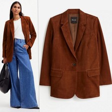 MADEWELL 498 Women's 6 8 KLINE Suede Blazer Lined Pockets NEW Soft Mahogany