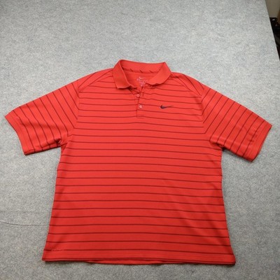 【レッド（60）】Nico Logo Stripe Nike Golf Polo Shirt Mens Large Red Stripe Dri-FIT Performance