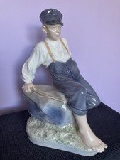 Royal Copenhagen #1659  Very Large BOY ON ROCK porcelain Figurine  12" tall