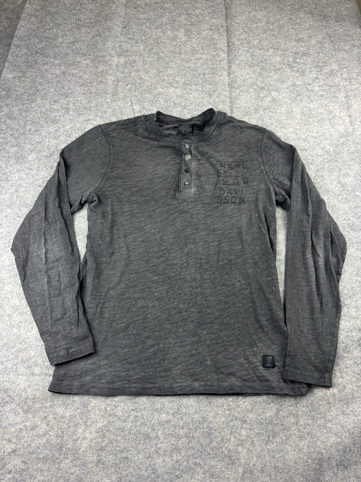 Vintage Y2K Thrashed Harley-Davidson Motorcycle Longsleeve Grunge 2000s Mens M