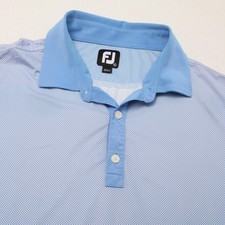 FootJoy Polo Shirt Mens XL Light Blue Micro Check Performance Golf Stretch