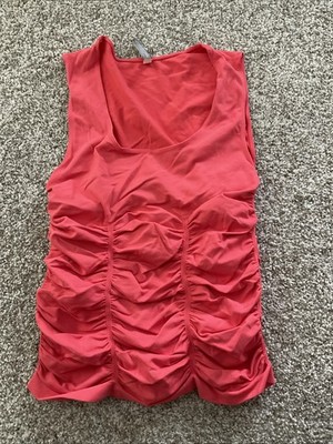 Last Tango Ruched Tank Top M/L Salmon Stretch Bodycon Tummy Control Performance