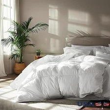 Goose Feather Down Comforter 100 Cotton Hypoallergenic Luxury All Season Bedding