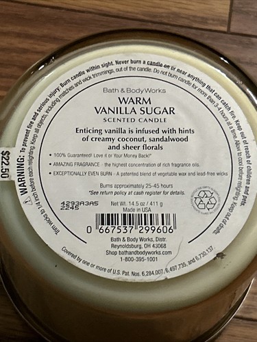 NEU Bath & Body Works 3-Docht-Kerze warmer Vanillezucker 14,5 Oz. Org. Duftformel - Bild 4 von 4