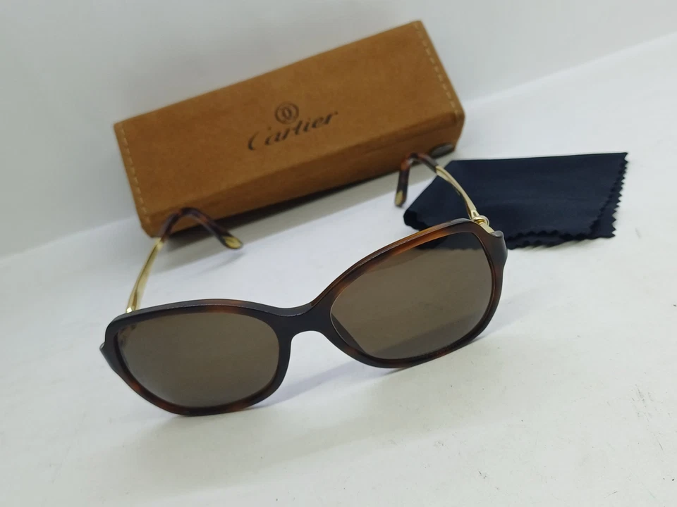 GAFAS DE SOL DE COLECCIÓN CARTIER TRINITY CABLES MARRONES ORO PLATINO P. DAMAS FRANCIA 140 Foto 3 de 4