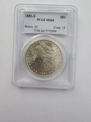 1881 S MS64 MORGAN  SILVER DOLLAR GRADED PCGS 1$ 90% AG COIN