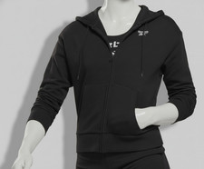 Reebok Women's Black French Terry Zip-Front Training Hoodie Sweatshirt Size XS