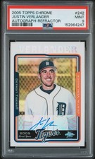 2005 TOPPS CHROME AUTO-REFRACTOR #242 JUSTIN VERLANDER ROOKIE RC 116/500 PSA 9