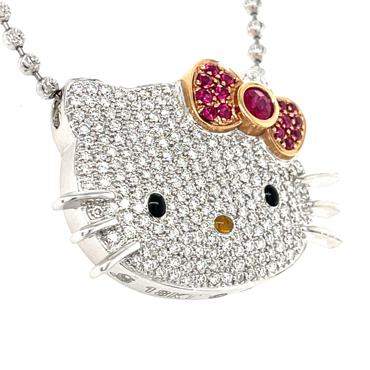 Kimora Lee Simons 18k WG 1.30ct Diamond & 0.65ct Ruby Hello Kitty