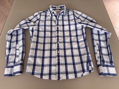 Abercrombie & Fitch - Hemd Herren - weißblau kariert - Größe M