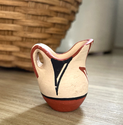 VTG Native American Jemez Pueblo Miniature Pottery Pitcher VC Virginia Chinana