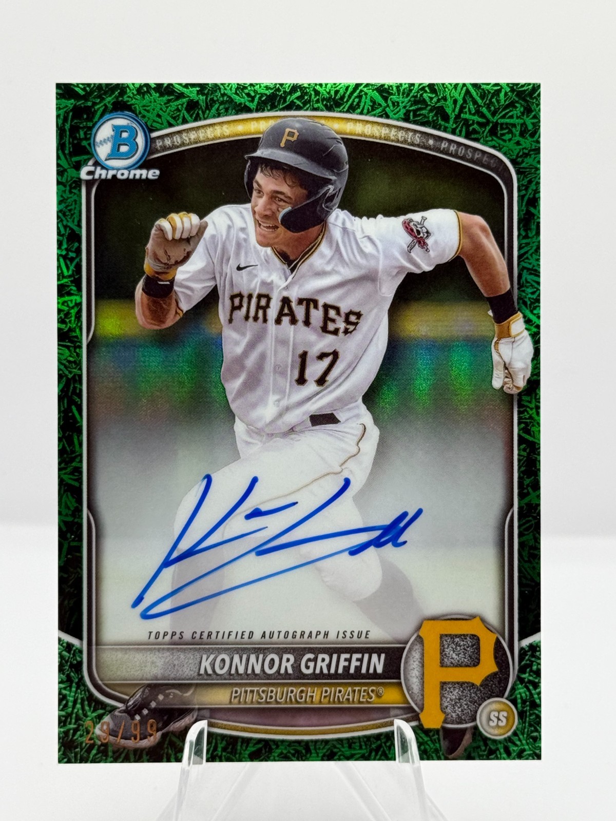 2025 Bowman Chrome Green Grass /99 Konnor Griffin Autograph CPA-KG Pirates