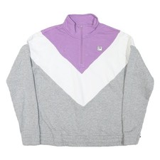 FILA Womens Purple White Grey Sweatshirt Collared M Cotton Blend Casual
