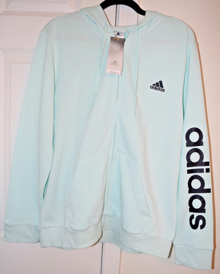 NWT Adidas Women s Essentials Linear Hoodie Green Tint HD1702 Size XL