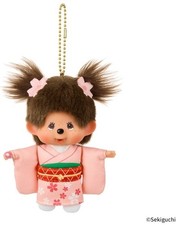 Japan limited edition Sekiguchi Monchhichi Sakura Kimono Monchhichi Keychain