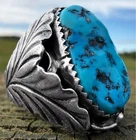 20g VERY BIG Vintage Navajo Sterling Silver Kingman Turquoise Mens Ring Sz 10.25