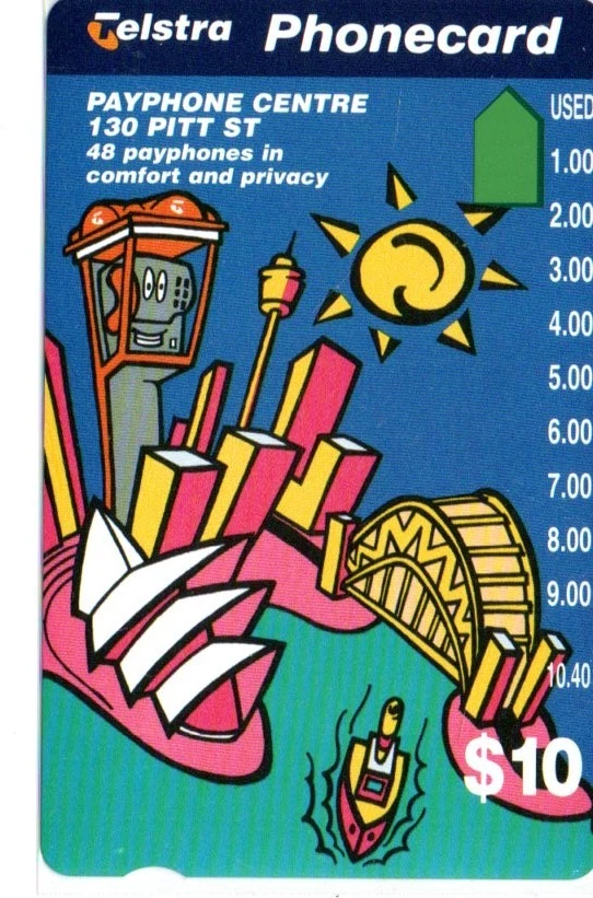 Telstra $10 Mint Phonecard-Payphone Centre 130 Pitt Street