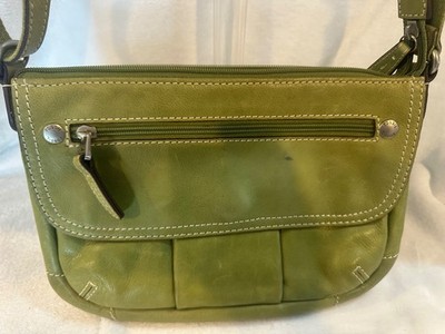 Fossil Lime Green Leather Small Shoulder Crossbody Bag Adjustable Strap
