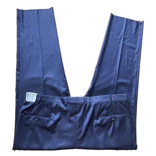 NWT Hickey Freeman Beacon Unhemmed Wool Dress Pants Slacks Navy Blue 42x30 Men