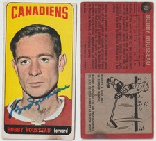 1964-65 Topps Tall Boy High Number SP Hockey Card #80 Rousseau Canadiens Signed