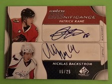 2008-09 SP Game Used Extra Significance Patrick Kane Nicklas Backstrom Auto 6/25