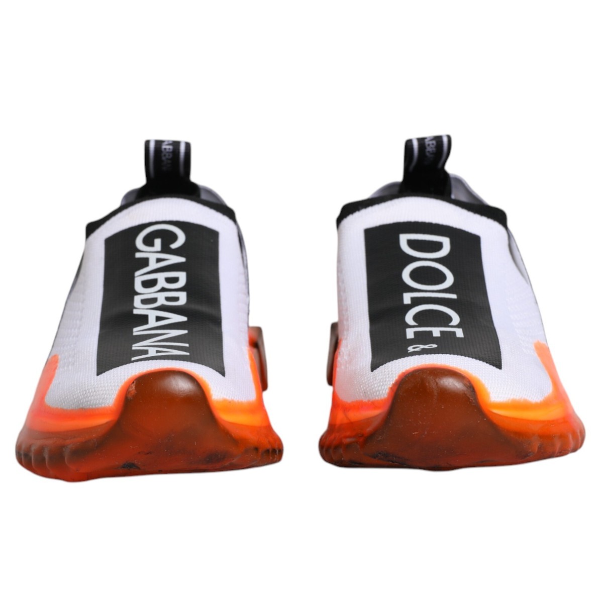 DOLCE & GABBANA Shoes White Orange Slip On Sorrento Sneakers EU38