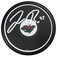 Jonas Brodin Autographed Minnesota Wild Black Logo Puck Beckett Signed