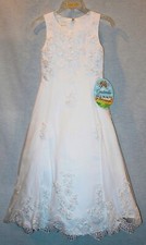 CINDERELLA GIRLS WHITE LONG BEADED 3 LAYERED FORMAL DRESS NEW WITH TAGS SIZE 10