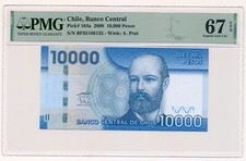 CHILE banknote 10.000 Pesos 2009 PMG MS 67 EPQ Superb Gem Uncirculated