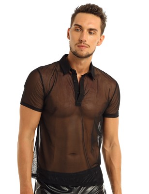 Sexy Men's Mesh Muscle Gym Sheer See Through T Shirt Slim Fit Tee Top  Undershirt