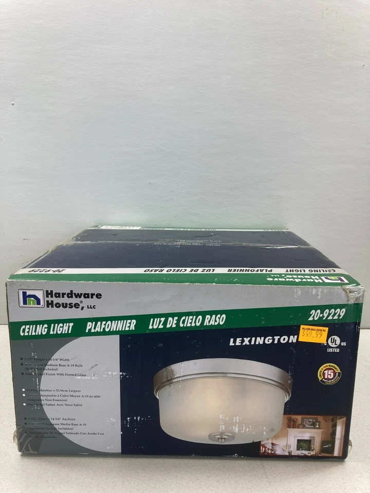 Hardware House Lexington 3-Light Flush Mount Ceiling Fixture in Satin Nickel - Image 2 of 4