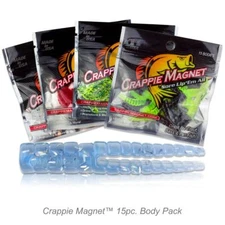 15 Pc Pack Leland's Crappie Magnet Bodies 1.5" Split-Tail Grubs - Choose Colors