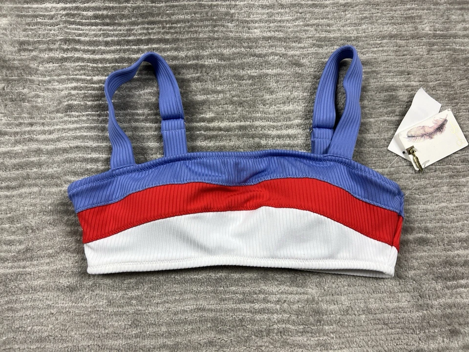 Top de baño Jessica Simpson para mujer mediano multicolor a rayas nuevo con etiquetas Foto 4 de 4