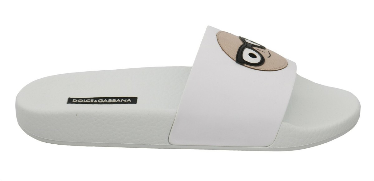サンダル・ミュール Dolce & Gabbana White Leather Slippers DOLCE & GABBANA Sandals Slides White Leather #dgfamily Shoes