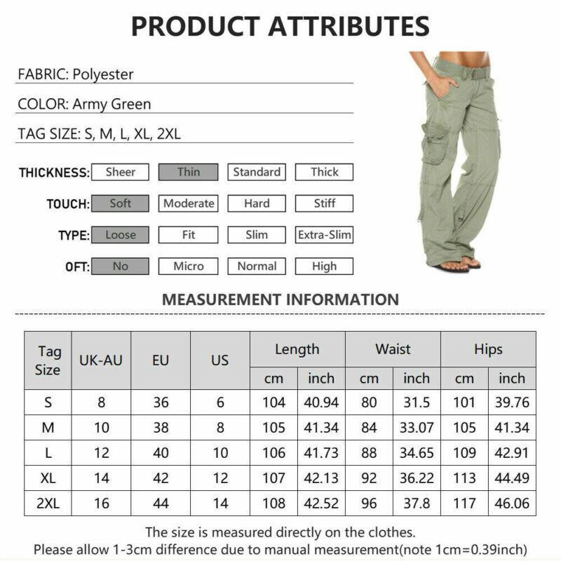 Casual Womens Low Waist Pocket Combat Jeans Trousers Ladies Cargo