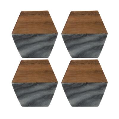 Rayware Marmor/Akazienholz Sechseck Untersetzer Set - Elemente Geschirr Geschenk