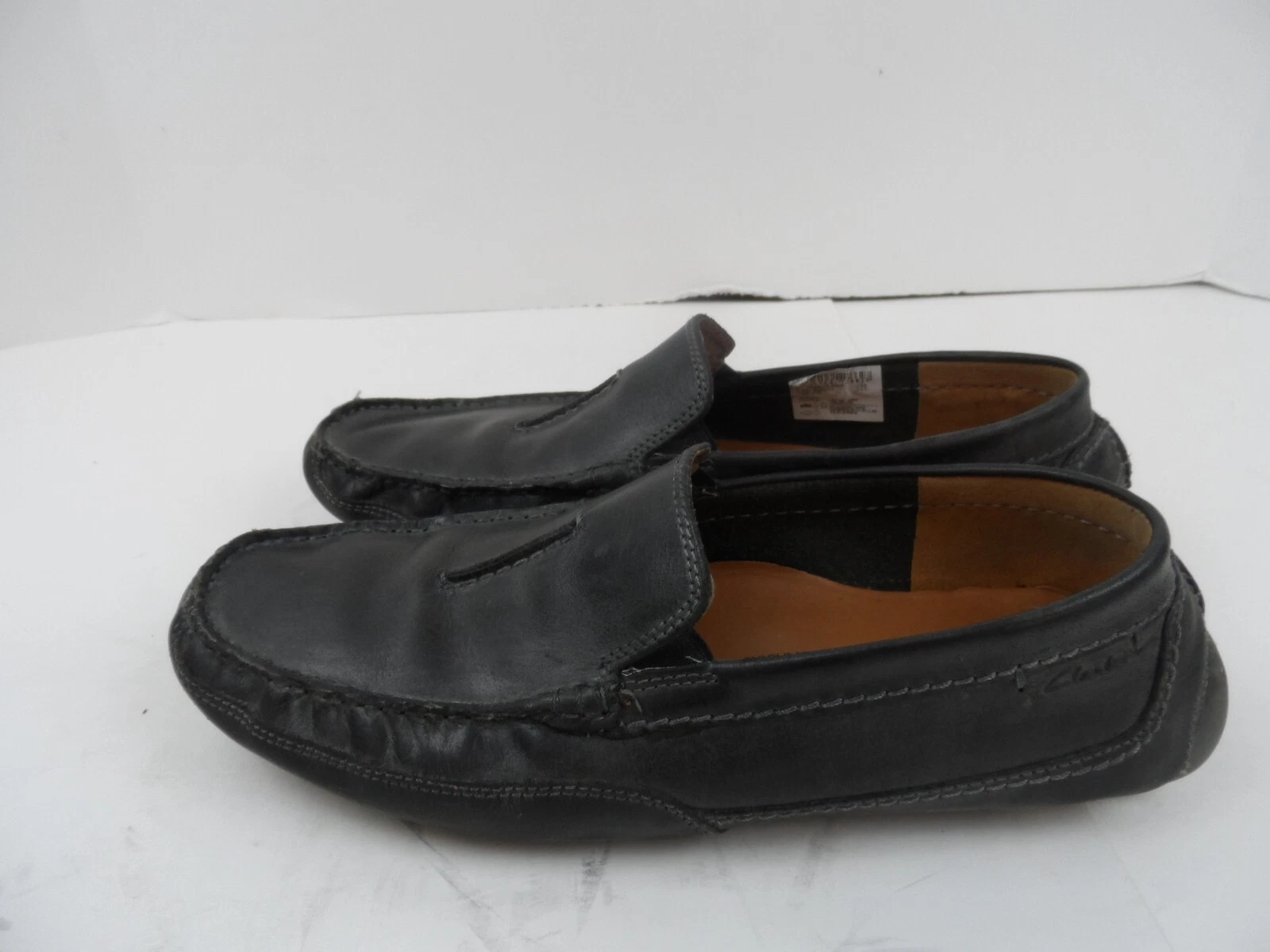 Scarpe mocassini Clarks Ashmont Race da uomo in pelle nera suola gomma taglia 9M