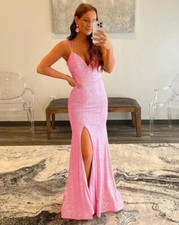 NEVER WORN BEAUTIFUL   Pink Sequin Full Length prom dress. Size Extra Small