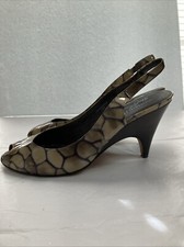 Donald J Pliner slingback 3" heels green snake print peep toe shoe size 7 1/2